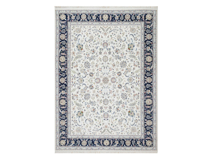 8'7" x 12'0" New Hand Knotted Ivory Wool & Silk Rectangle Oriental Rug - MOA10290900