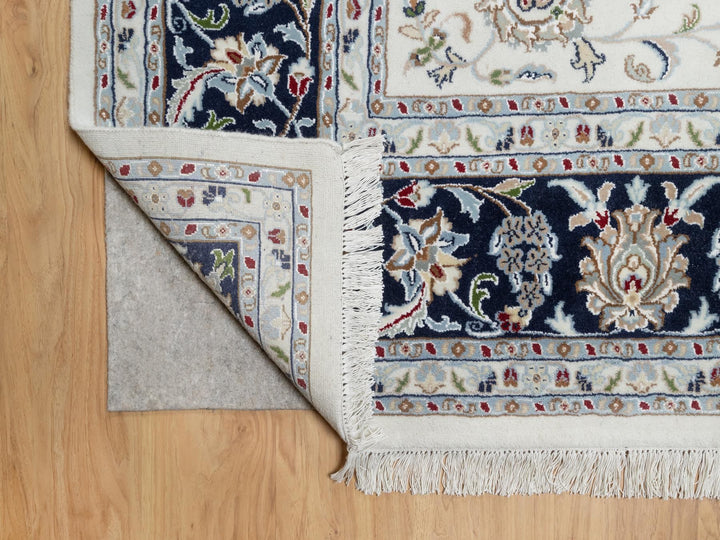 8'7" x 12'0" New Hand Knotted Ivory Wool & Silk Rectangle Oriental Rug - MOA10290900
