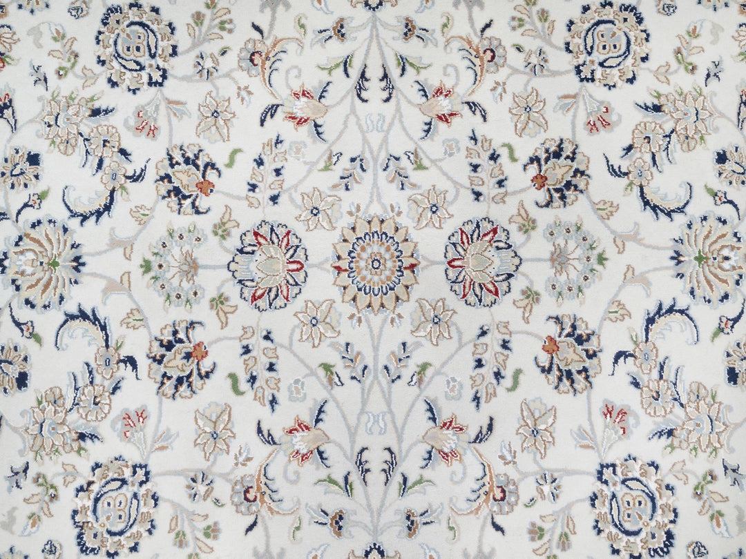 8'7" x 12'0" New Hand Knotted Ivory Wool & Silk Rectangle Oriental Rug - MOA10290900