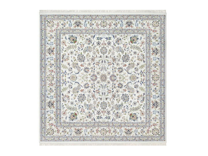 9'8" x 10'0" New Hand Knotted Ivory Wool & Silk Square Oriental Rug - MOA10290906