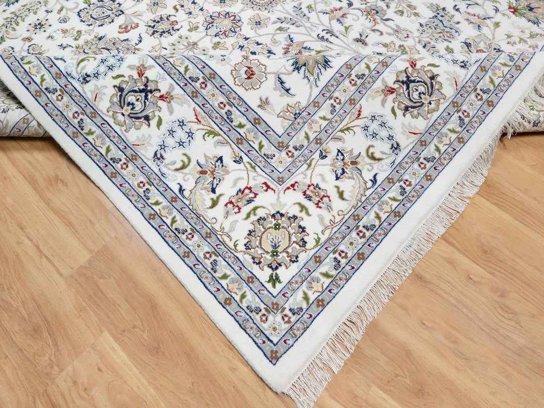 9'8" x 10'0" New Hand Knotted Ivory Wool & Silk Square Oriental Rug - MOA10290906