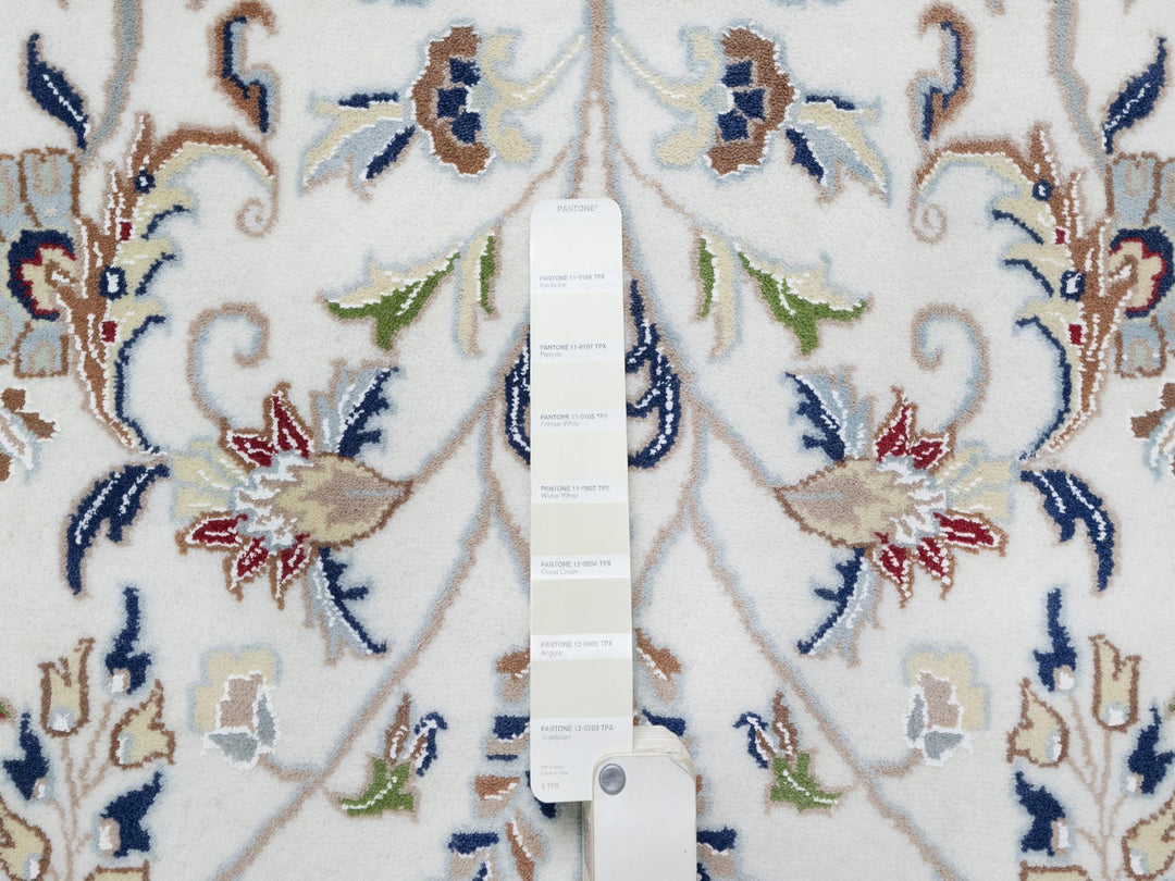 9'8" x 10'0" New Hand Knotted Ivory Wool & Silk Square Oriental Rug - MOA10290906