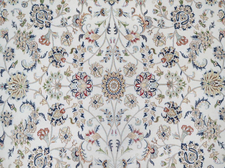 9'9" x 9'9" New Hand Knotted Ivory Wool & Silk Round Oriental Rug - MOA10290907