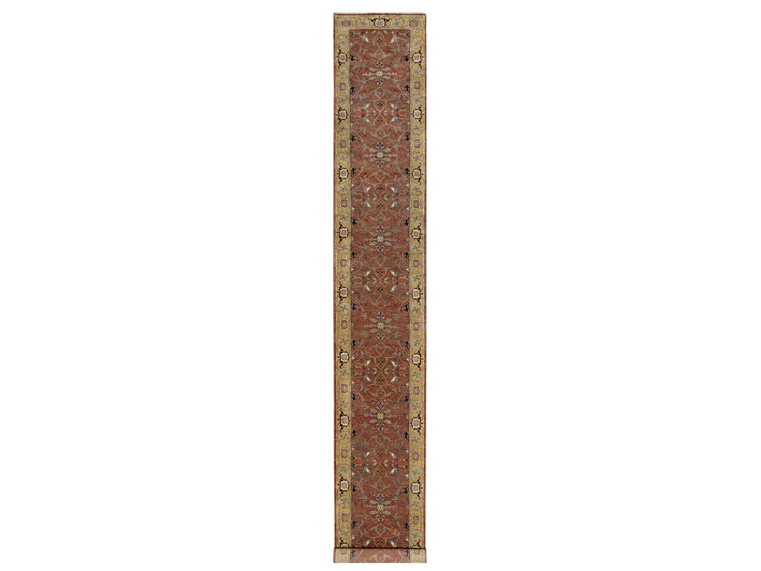 2'7" x 18'2" New Hand Knotted Red Wool Runner Oriental Rug - MOA10290915