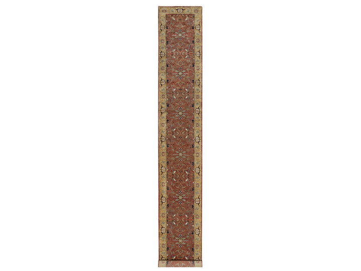 2'7" x 18'2" New Hand Knotted Red Wool Runner Oriental Rug - MOA10290915