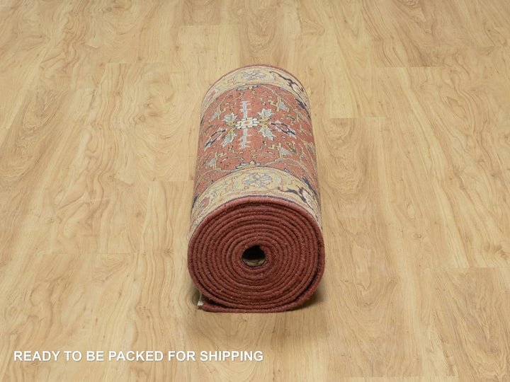 2'7" x 18'2" New Hand Knotted Red Wool Runner Oriental Rug - MOA10290915