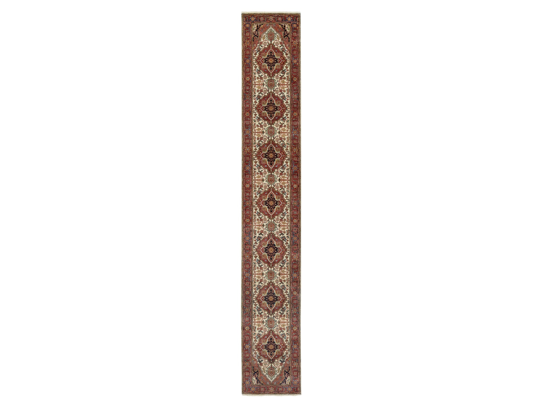 2'6" x 16'1" New Hand Knotted Ivory Wool Runner Oriental Rug - MOA10290924