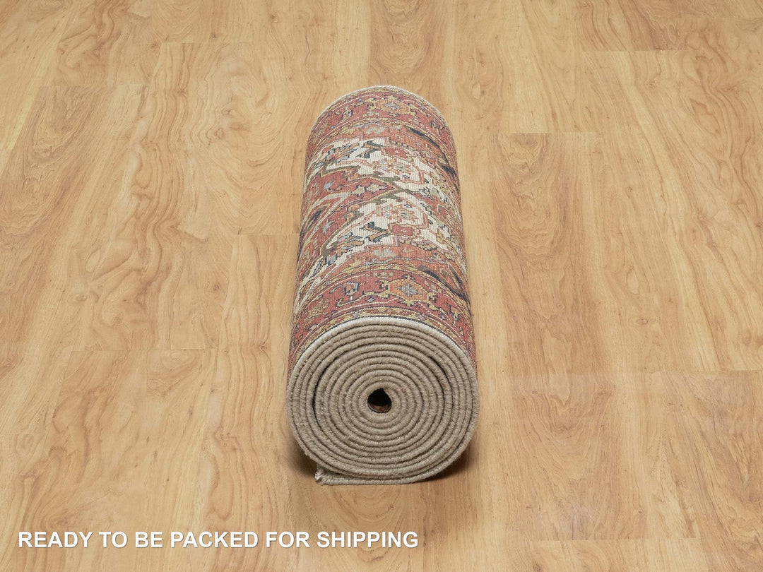 2'6" x 16'1" New Hand Knotted Ivory Wool Runner Oriental Rug - MOA10290924