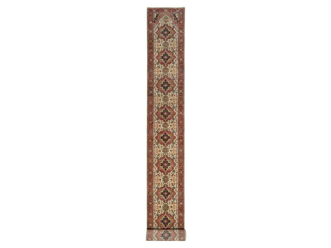 2'8" x 28'1" New Hand Knotted Ivory Wool Runner Oriental Rug - MOA10290927