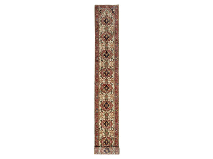 2'8" x 28'1" New Hand Knotted Ivory Wool Runner Oriental Rug - MOA10290927