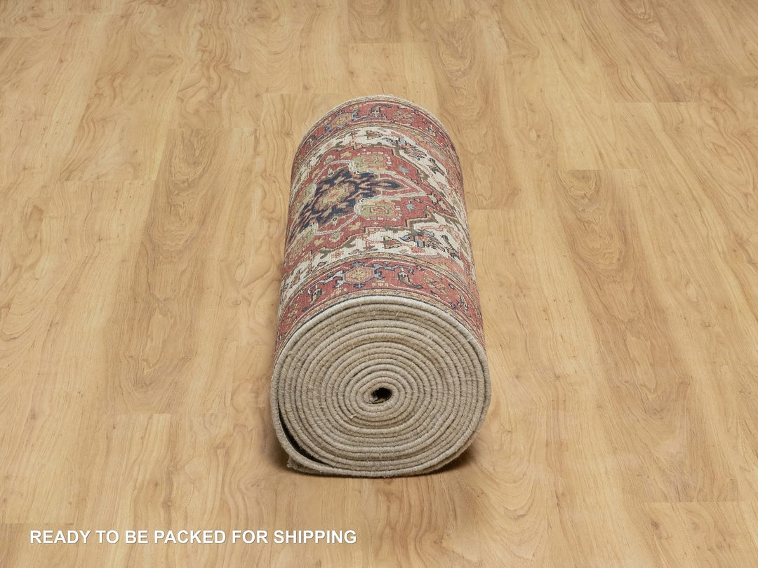 2'8" x 28'1" New Hand Knotted Ivory Wool Runner Oriental Rug - MOA10290927
