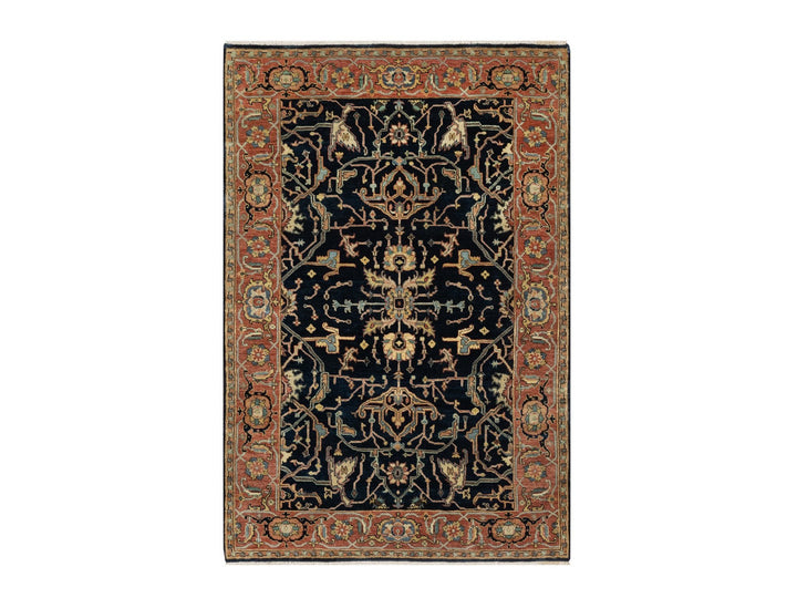 4'2" x 6'3" New Hand Knotted Blue Wool Rectangle Oriental Rug - MOA10290930