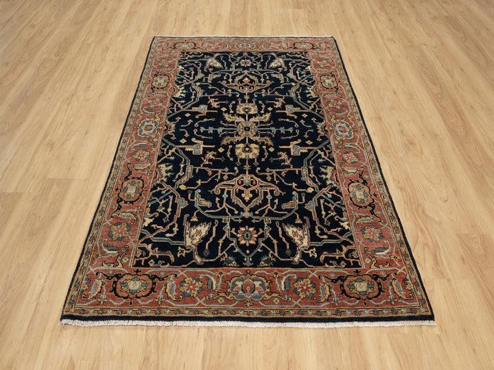 4'2" x 6'3" New Hand Knotted Blue Wool Rectangle Oriental Rug - MOA10290930
