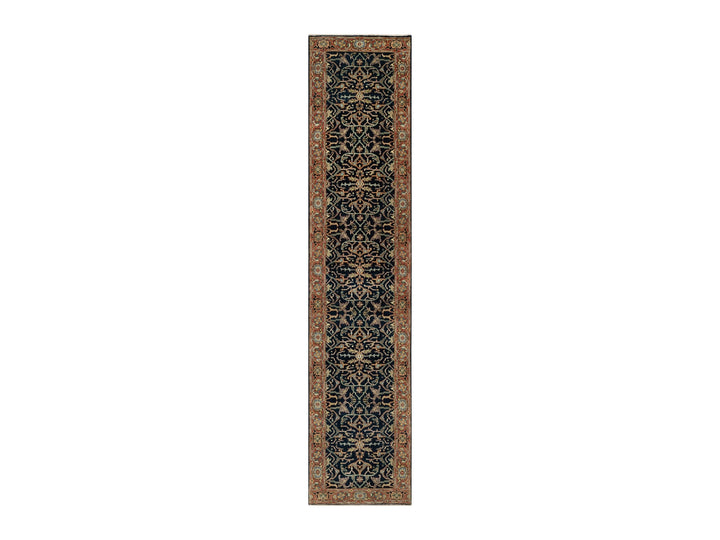 2'8" x 12'1" New Hand Knotted Blue Wool Runner Oriental Rug - MOA10290932