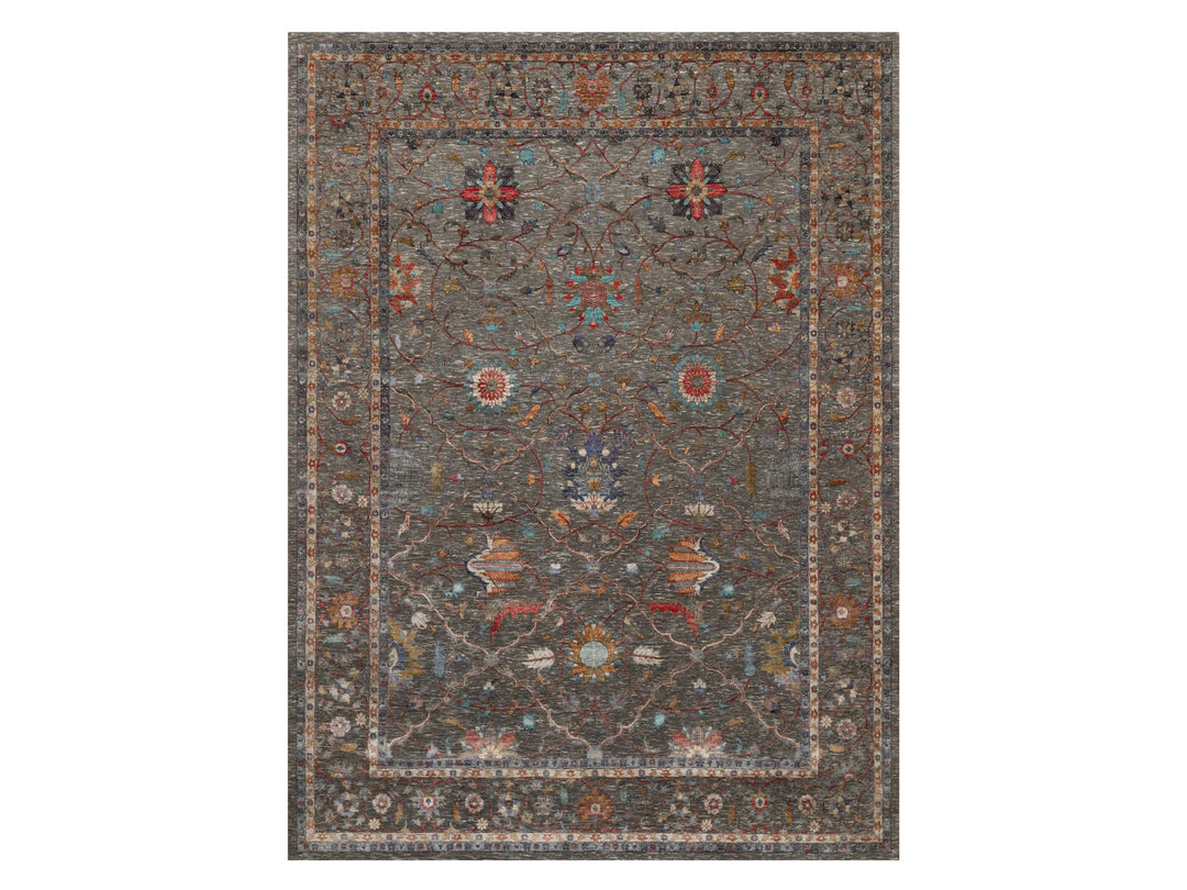 8'11" x 12'1" New Hand Knotted Brown Wool & Silk Rectangle Oriental Rug - MOA10290941