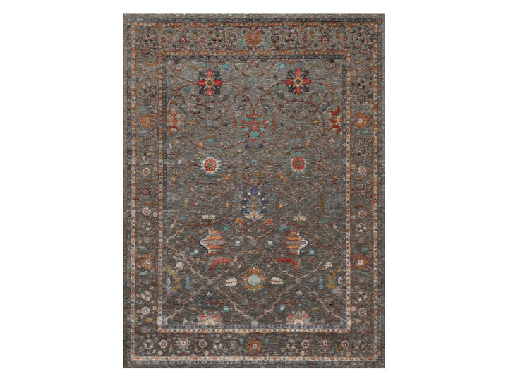 8'11" x 12'1" New Hand Knotted Brown Wool & Silk Rectangle Oriental Rug - MOA10290941
