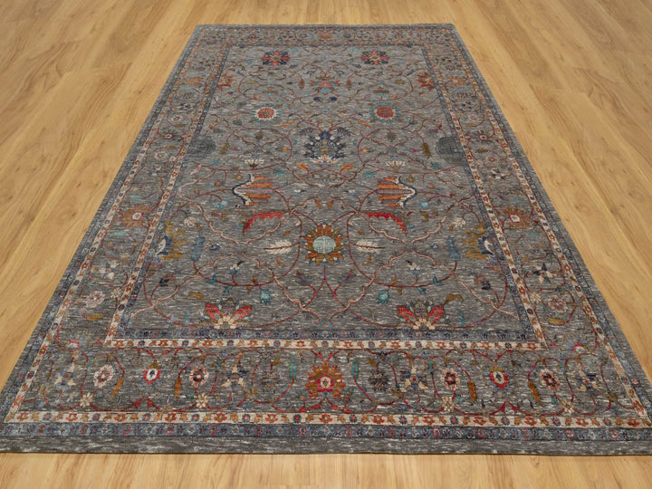 8'11" x 12'1" New Hand Knotted Brown Wool & Silk Rectangle Oriental Rug - MOA10290941