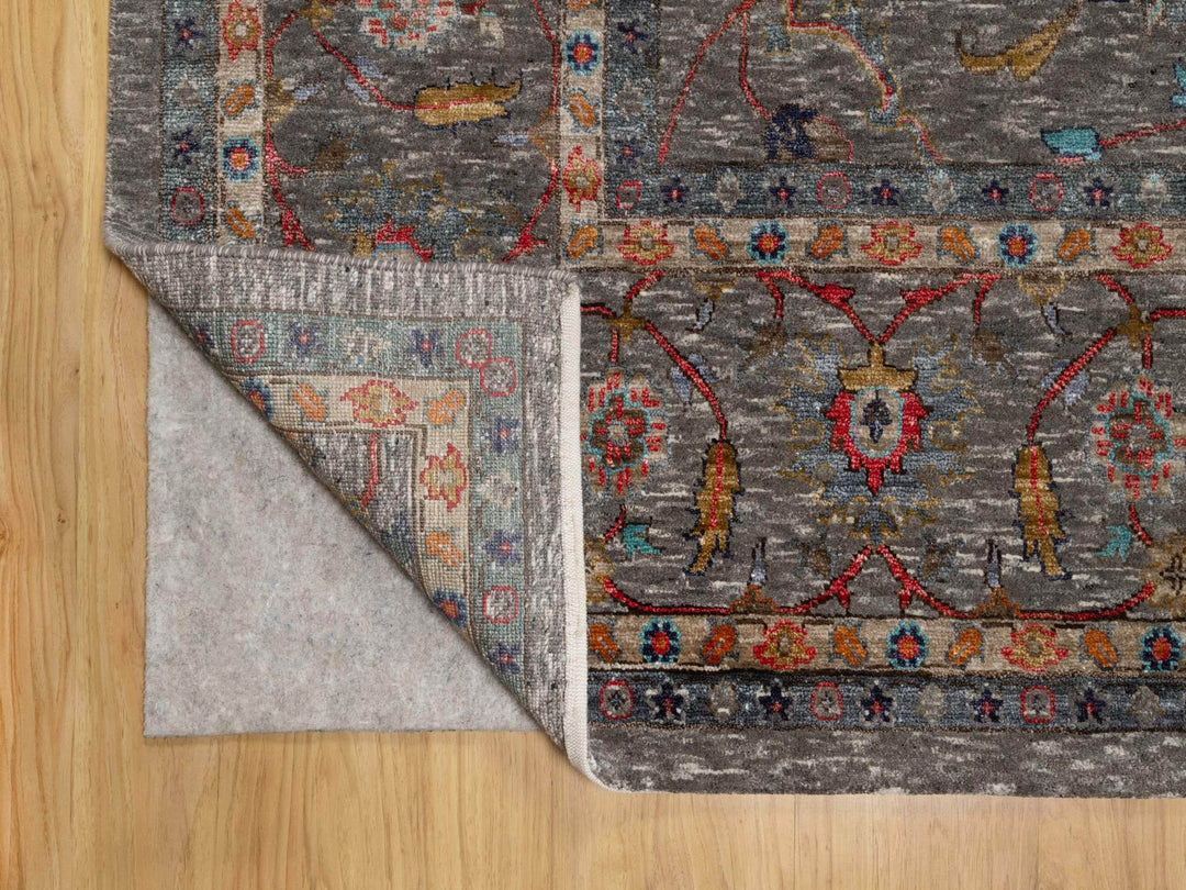 8'11" x 12'1" New Hand Knotted Brown Wool & Silk Rectangle Oriental Rug - MOA10290941