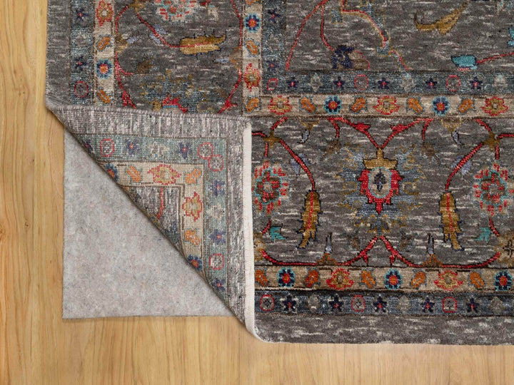 8'11" x 12'1" New Hand Knotted Brown Wool & Silk Rectangle Oriental Rug - MOA10290941