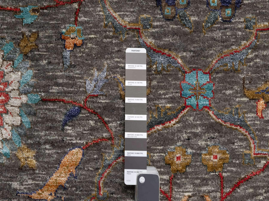 8'11" x 12'1" New Hand Knotted Brown Wool & Silk Rectangle Oriental Rug - MOA10290941