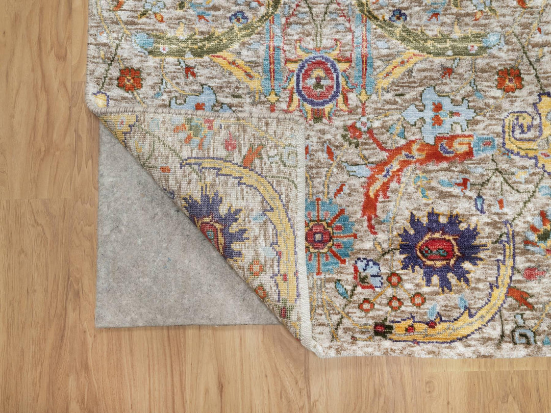 2'7" x 23'10" New Hand Knotted Beige Wool & Silk Runner Oriental Rug - MOA10290943