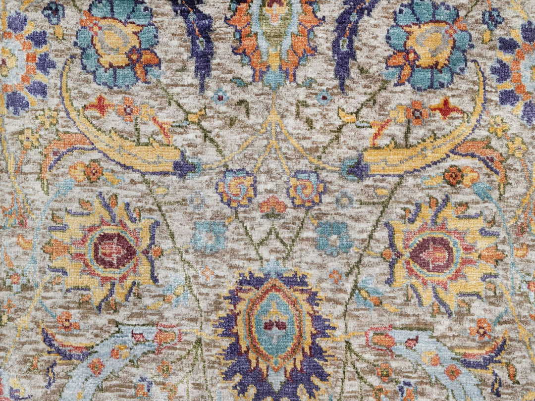 2'7" x 23'10" New Hand Knotted Beige Wool & Silk Runner Oriental Rug - MOA10290943