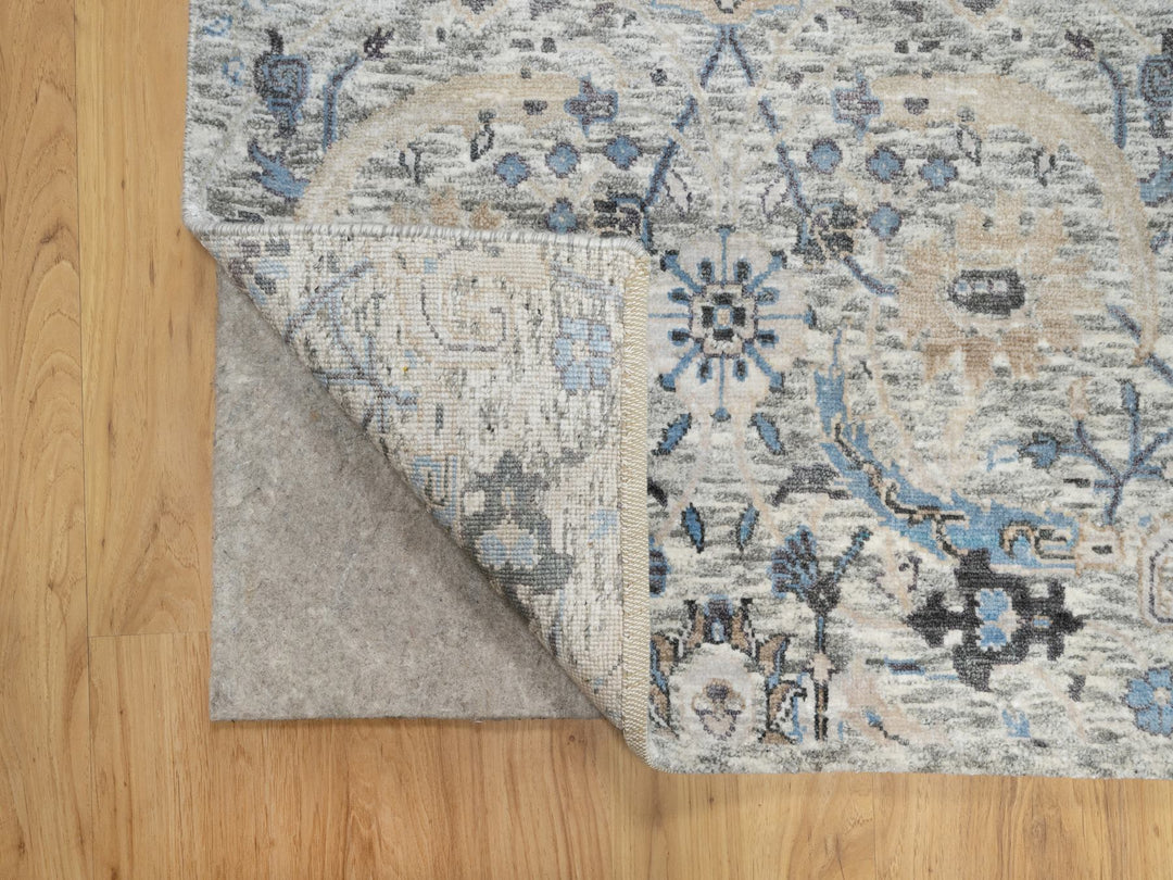 2'7" x 25'9" New Hand Knotted Ivory Wool & Silk Runner Oriental Rug - MOA10290944