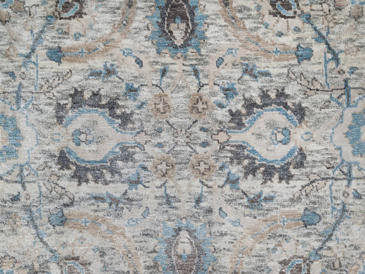 2'7" x 25'9" New Hand Knotted Ivory Wool & Silk Runner Oriental Rug - MOA10290944