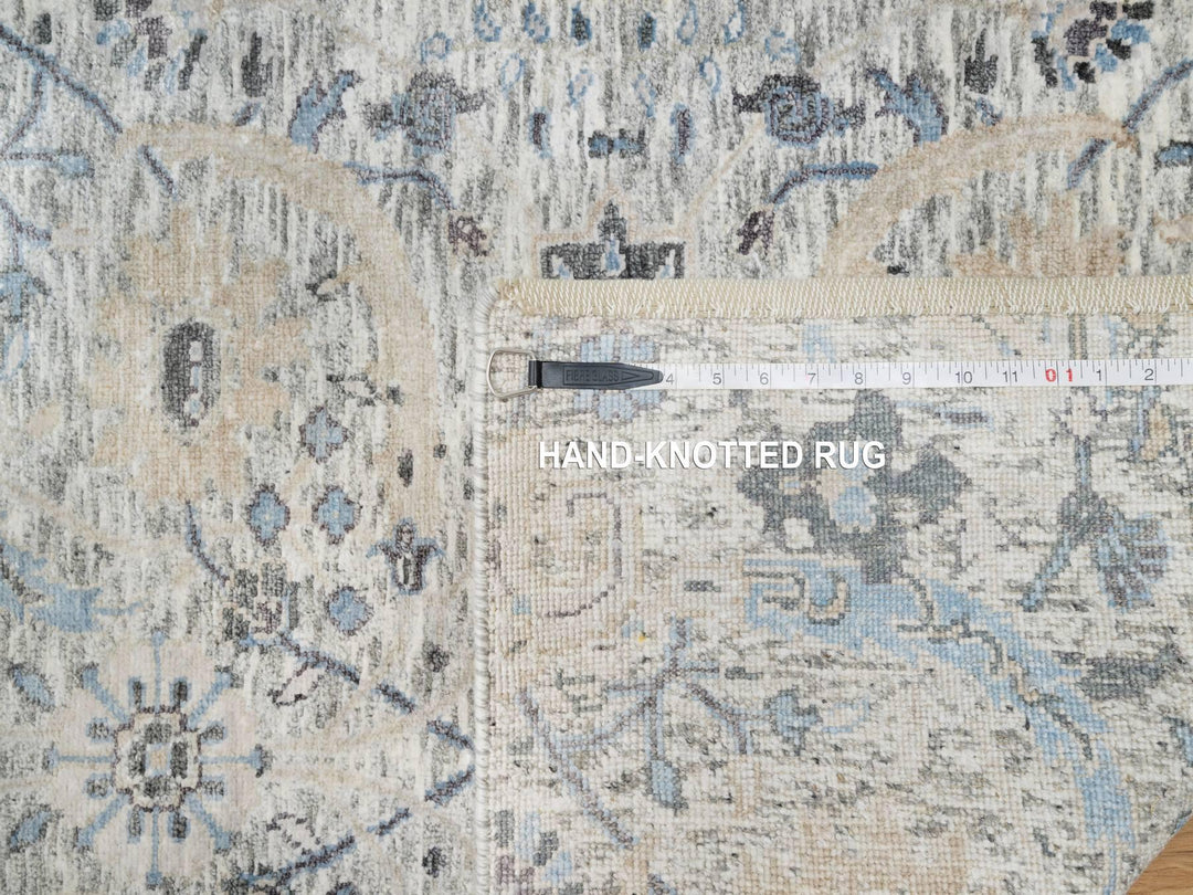 2'7" x 25'9" New Hand Knotted Ivory Wool & Silk Runner Oriental Rug - MOA10290944