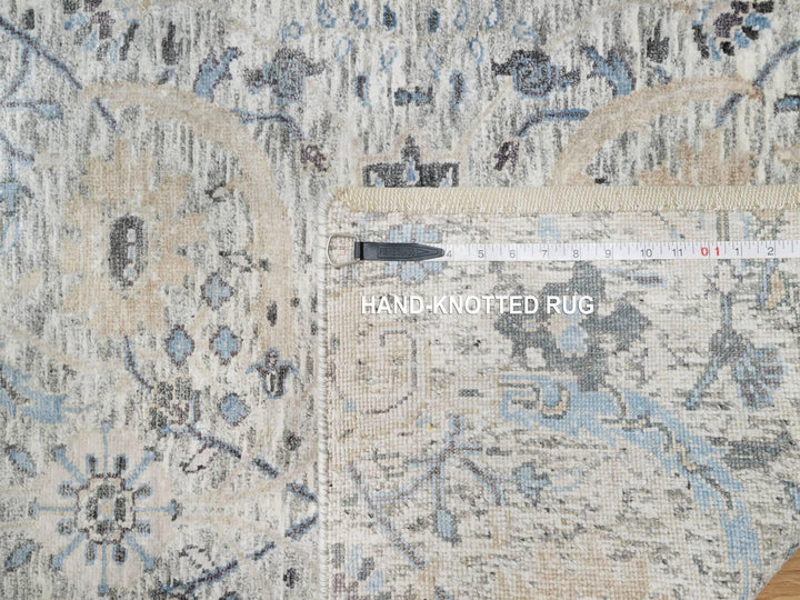 2'7" x 25'9" New Hand Knotted Ivory Wool & Silk Runner Oriental Rug - MOA10290944