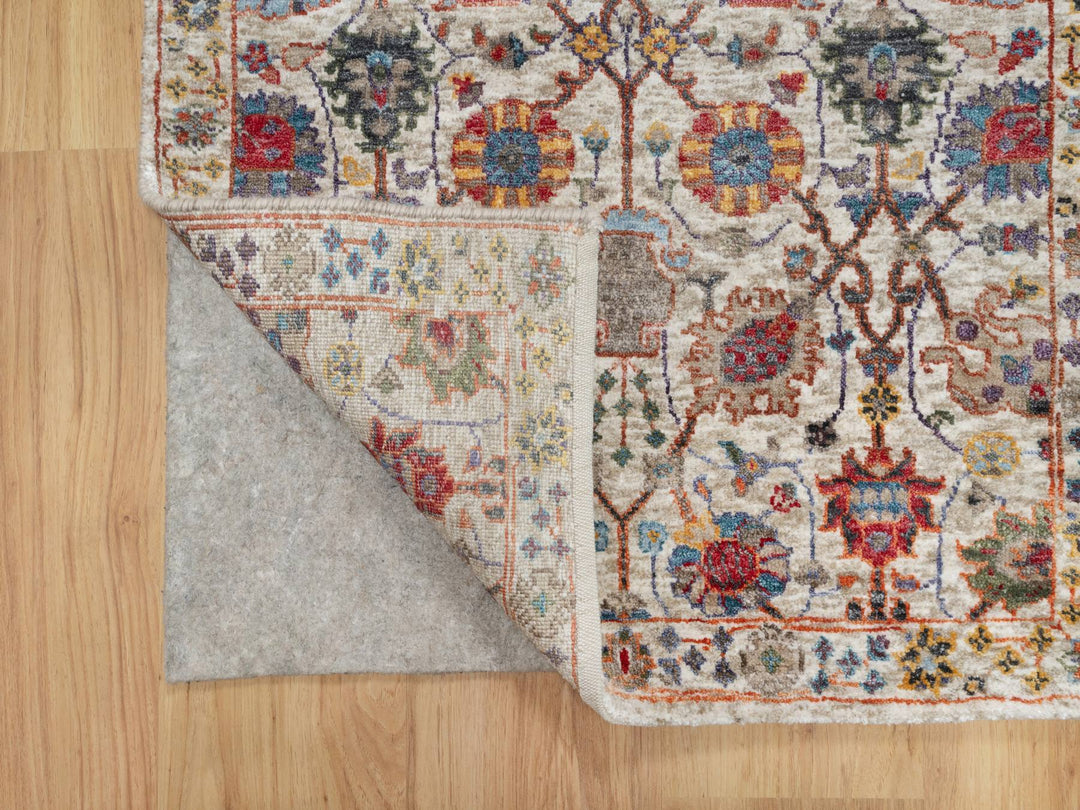 2'6" x 18'4" New Hand Knotted Ivory Wool & Silk Runner Oriental Rug - MOA10290945