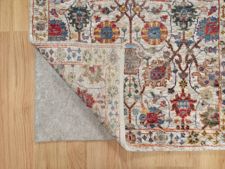 2'6" x 18'4" New Hand Knotted Ivory Wool & Silk Runner Oriental Rug - MOA10290945