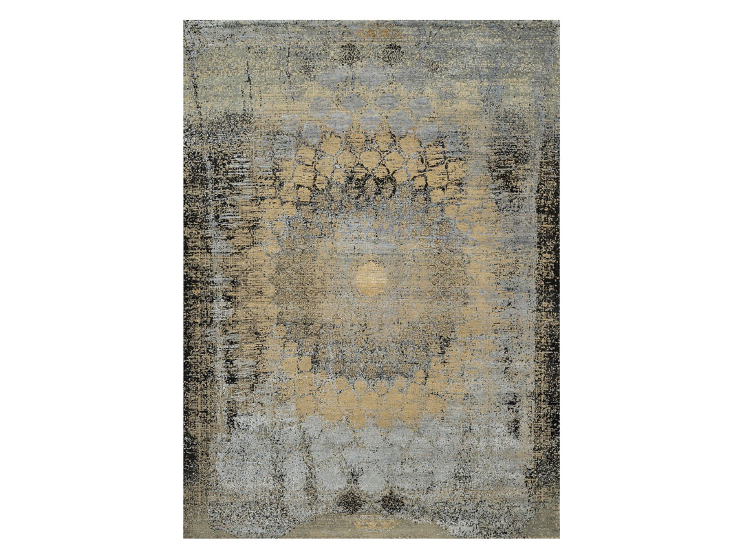 10'0" x 13'11" New Hand Knotted Brown Wool & Silk Rectangle Oriental Rug - MOA10290946