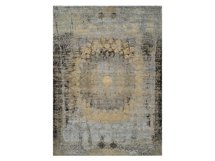 10'0" x 13'11" New Hand Knotted Brown Wool & Silk Rectangle Oriental Rug - MOA10290946