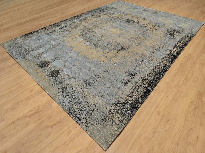 10'0" x 13'11" New Hand Knotted Brown Wool & Silk Rectangle Oriental Rug - MOA10290946
