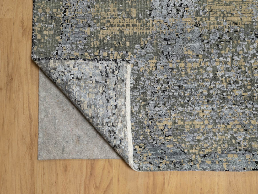 10'0" x 13'11" New Hand Knotted Brown Wool & Silk Rectangle Oriental Rug - MOA10290946