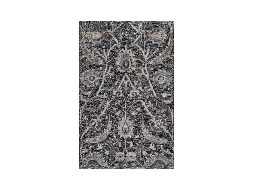 1'11" x 3'0" New Hand Knotted Brown Wool & Silk Rectangle Oriental Rug - MOA10290949