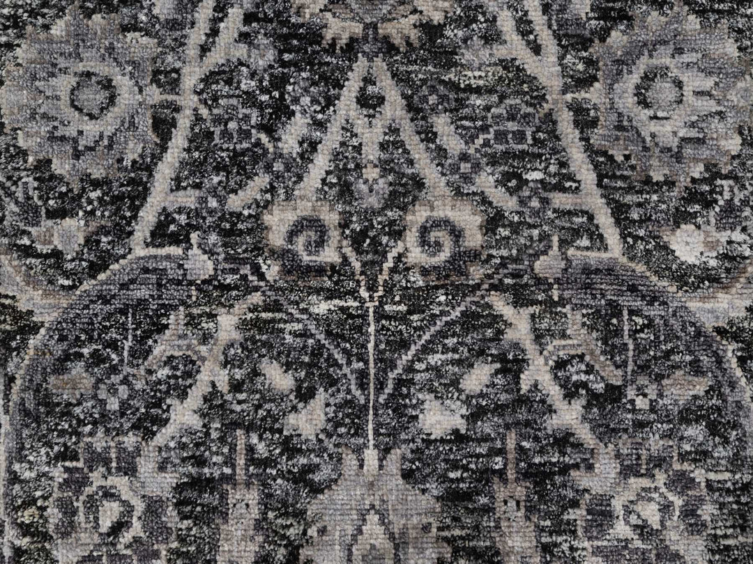 1'11" x 3'0" New Hand Knotted Brown Wool & Silk Rectangle Oriental Rug - MOA10290949