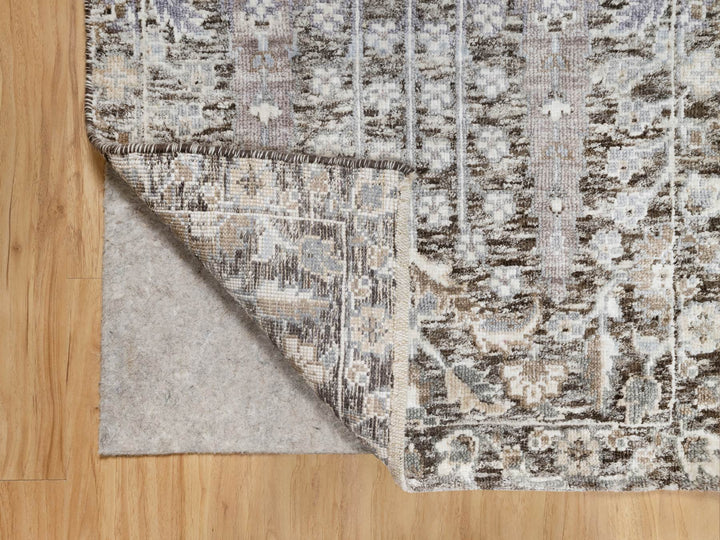 2'1" x 2'11" New Hand Knotted Grey Wool & Silk Rectangle Oriental Rug - MOA10290950