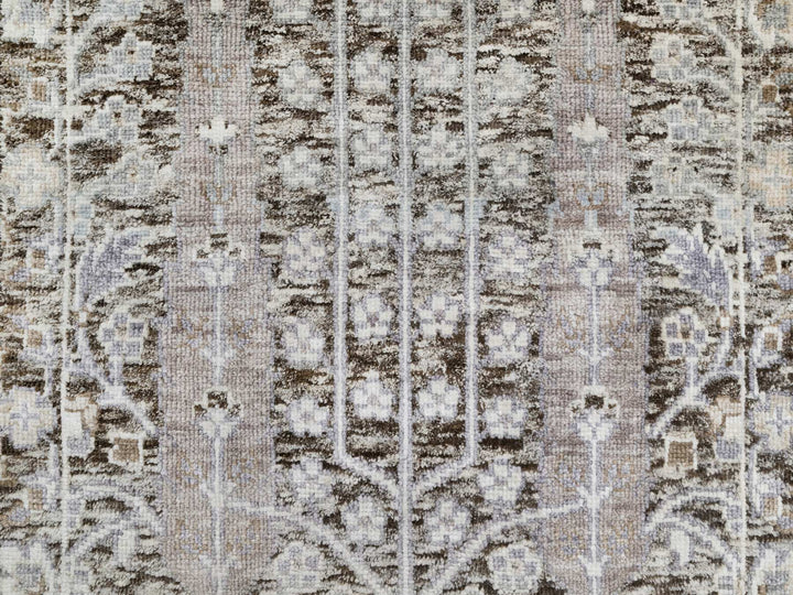 2'1" x 2'11" New Hand Knotted Grey Wool & Silk Rectangle Oriental Rug - MOA10290950