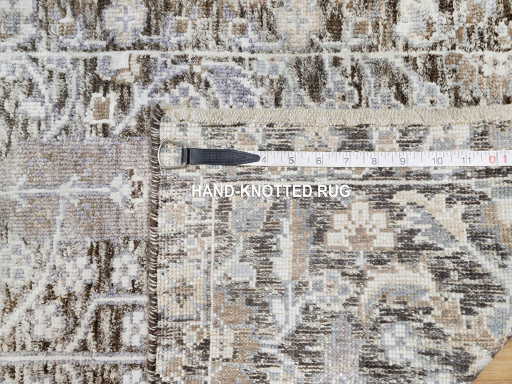 2'1" x 2'11" New Hand Knotted Grey Wool & Silk Rectangle Oriental Rug - MOA10290950