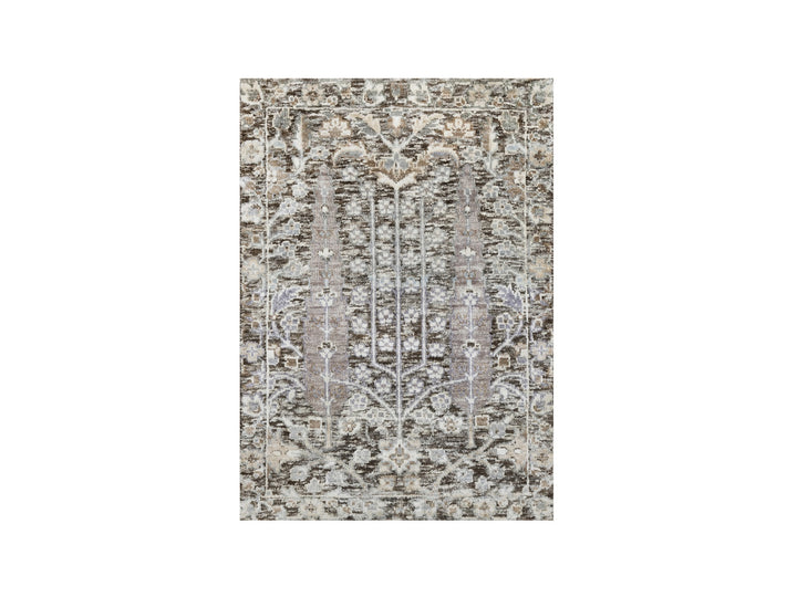 2'0" x 2'11" New Hand Knotted Grey Wool & Silk Rectangle Oriental Rug - MOA10290951