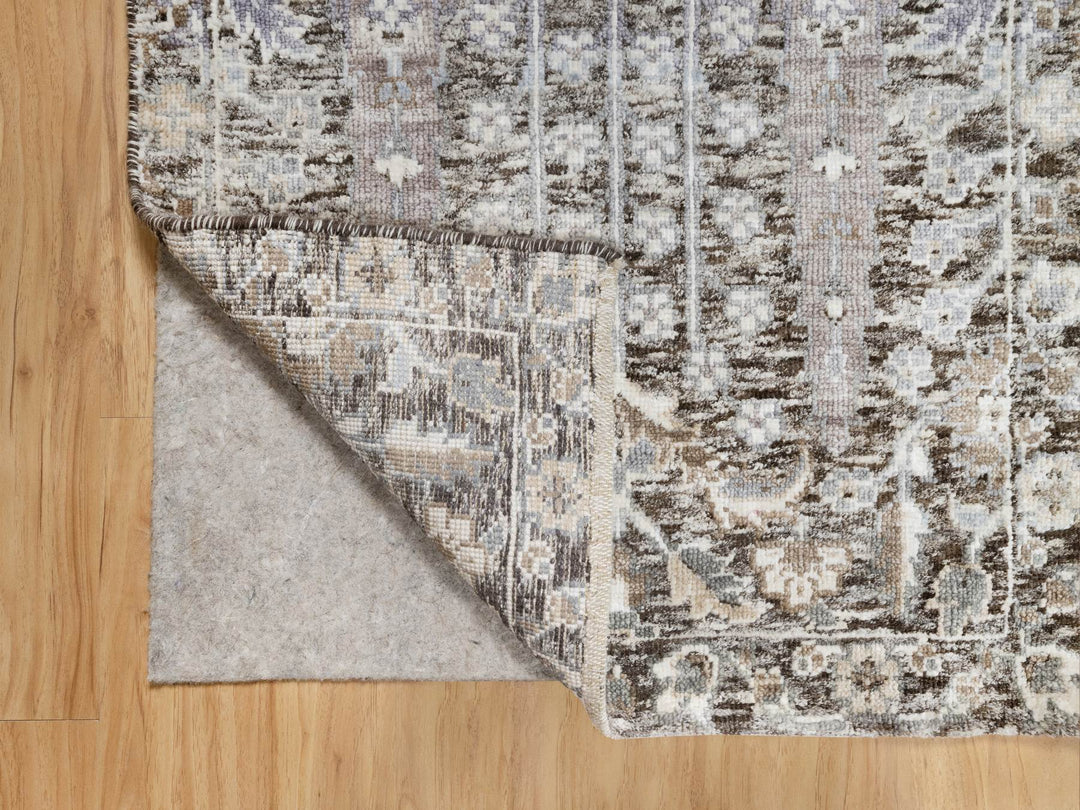 2'0" x 2'11" New Hand Knotted Grey Wool & Silk Rectangle Oriental Rug - MOA10290951