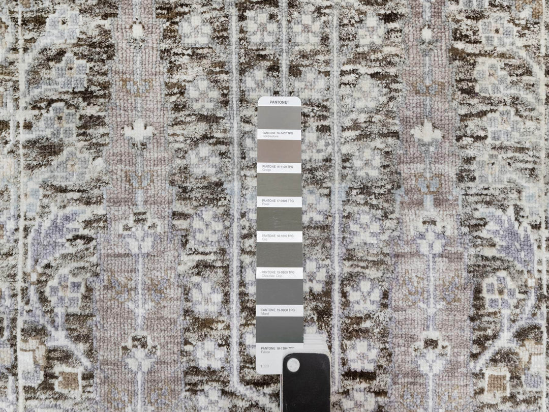 2'0" x 2'11" New Hand Knotted Grey Wool & Silk Rectangle Oriental Rug - MOA10290951