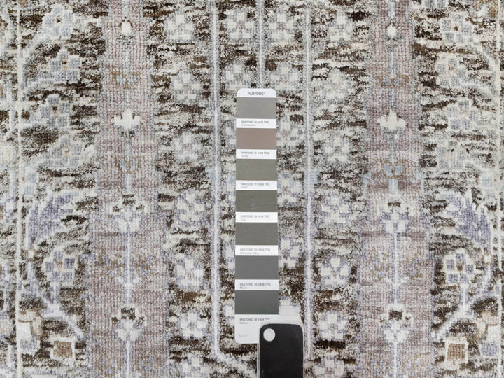 2'0" x 2'11" New Hand Knotted Grey Wool & Silk Rectangle Oriental Rug - MOA10290951