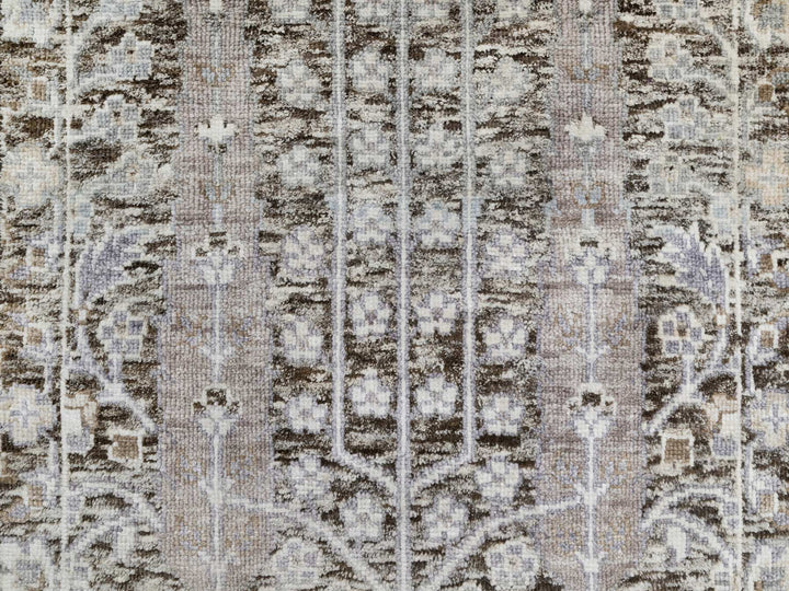 2'0" x 2'11" New Hand Knotted Grey Wool & Silk Rectangle Oriental Rug - MOA10290951