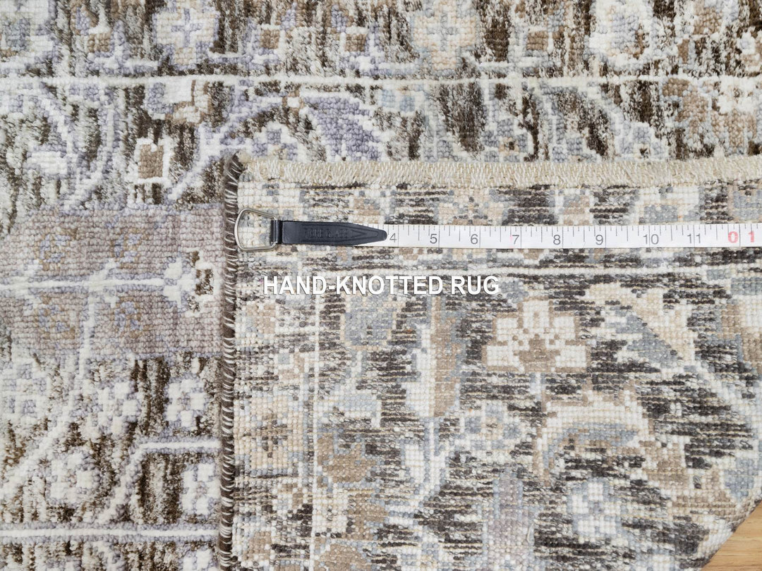 2'0" x 2'11" New Hand Knotted Grey Wool & Silk Rectangle Oriental Rug - MOA10290951
