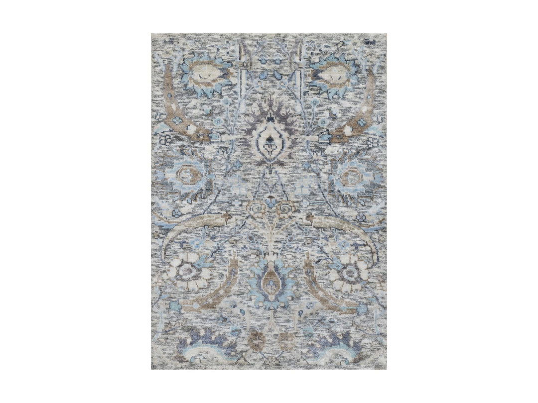 2'1" x 3'0" New Hand Knotted Ivory Wool & Silk Rectangle Oriental Rug - MOA10290952