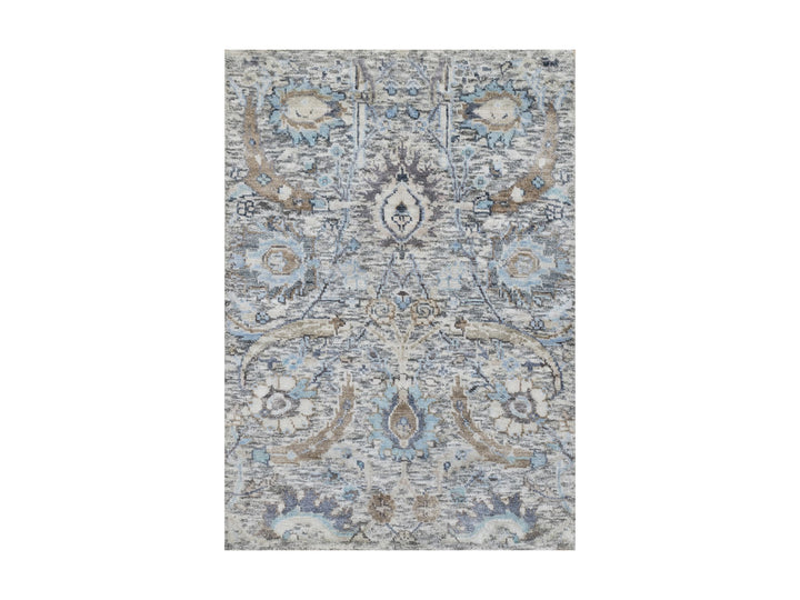 2'1" x 3'0" New Hand Knotted Ivory Wool & Silk Rectangle Oriental Rug - MOA10290952