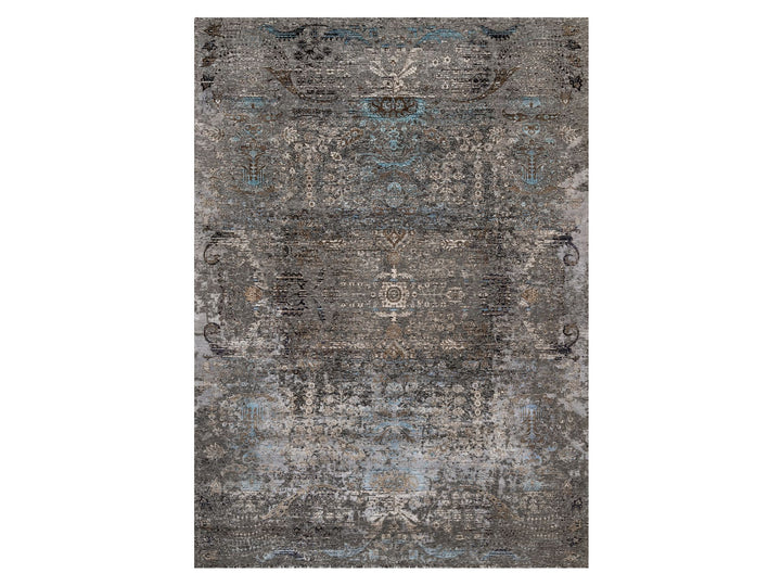 9'11" x 14'0" New Hand Knotted Brown Wool & Silk Rectangle Oriental Rug - MOA10290954